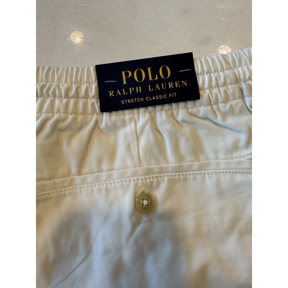 Polo Ralph Lauren Shorts Mens 4XB White Stretch Classic Fit Elastic Drawstring